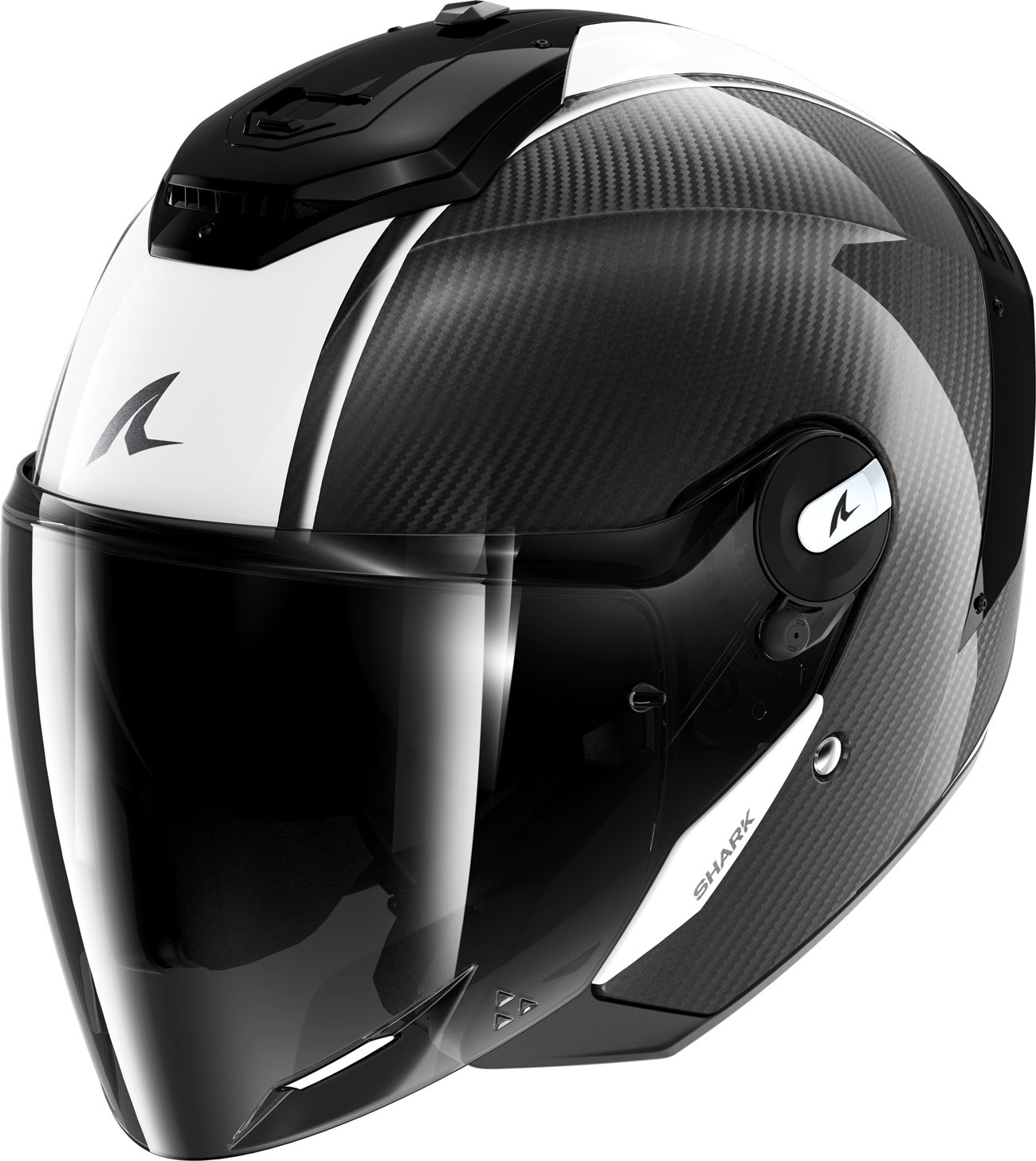 Shark RS Jet Carbon Skin, jet helmet , color: Black/White , size: XS